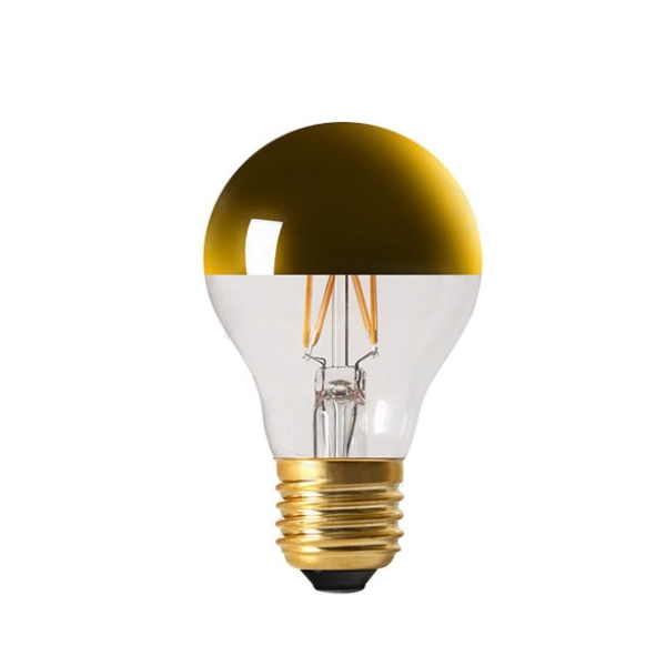 a60-half-chrome-gold-e27 A60 half chrome gold top LED filament bulb, E27 base