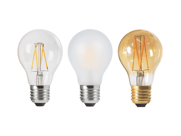 a60-led-filament-bulb-clear-frosted-amber-e27-600×450-luxray A60 LED filament bulb — clear, frosted and amber, E27