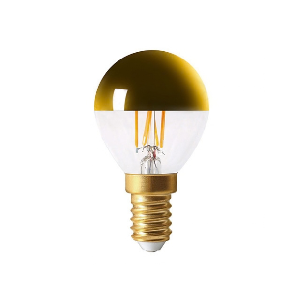 g45-half-chrome-gold-e14 G45 half chrome gold top LED filament bulb, E14 base