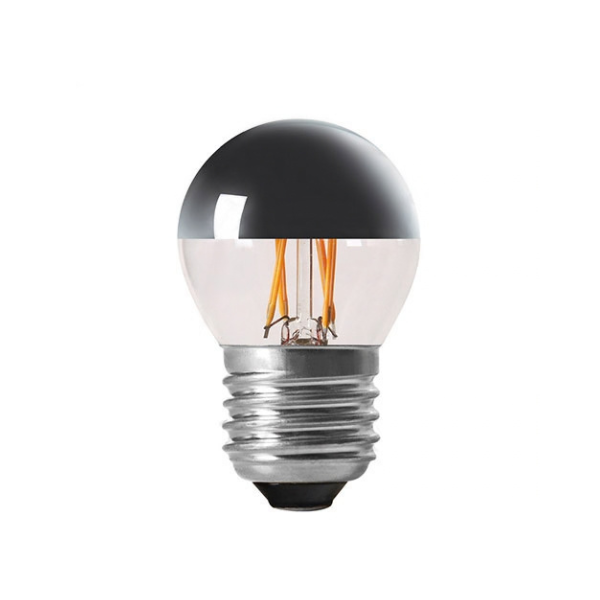 g45-half-chrome-silver-e27 G45 half chrome silver top LED filament bulb, E27 base