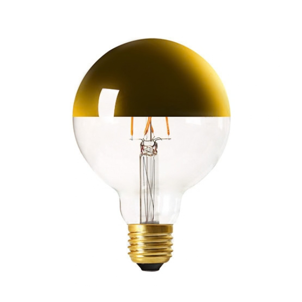 g95-half-chrome-gold-e27 G95 half chrome gold top LED filament bulb, E27 base