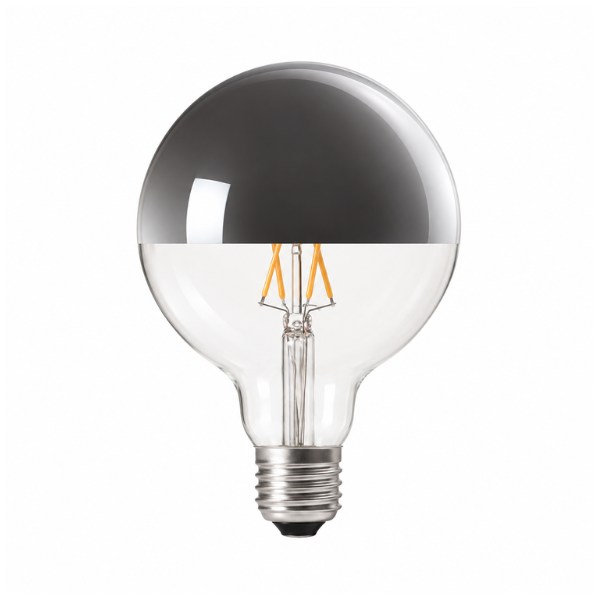 g95-half-chrome-silver-e27 G95 half chrome silver top LED filament bulb, E27 base