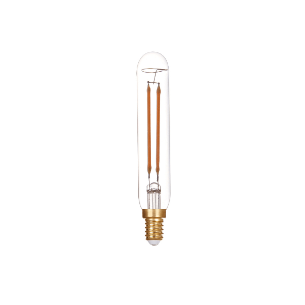 t20-clear-led-filament-tube-e14 Slim T20 clear LED filament tubular bulb, straight tube, E14 base