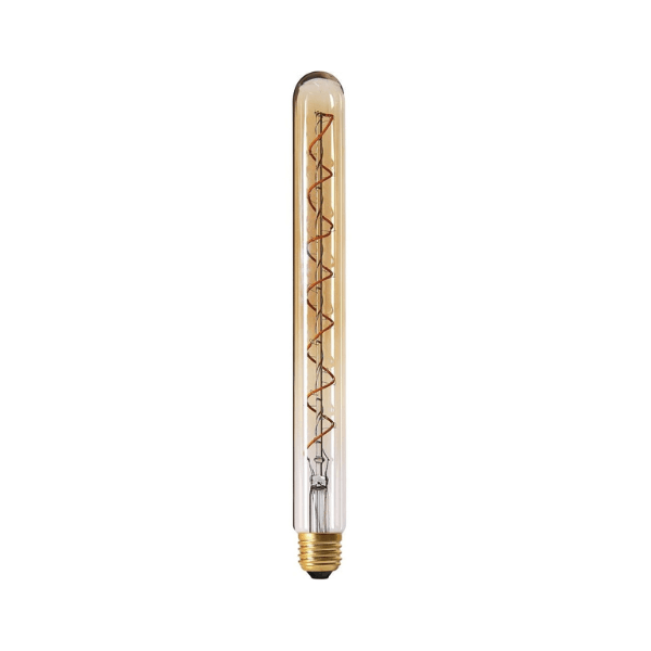 t30-long-amber-spiral-filament-tube-300mm-e27 Long 300mm amber LED filament tube bulb with spiral filament, E27 base