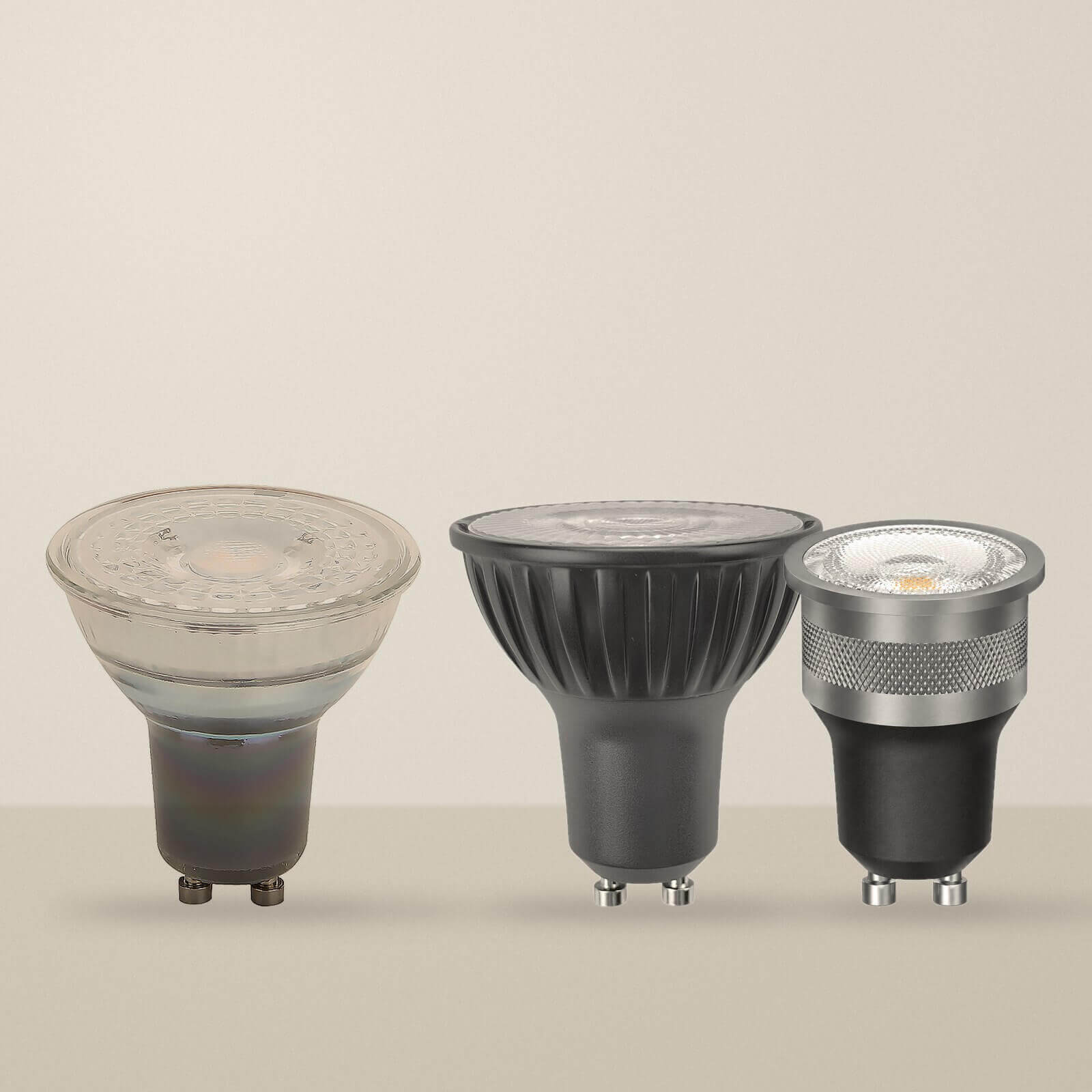 LED GU10 spotlight bulbs – clear glass, black and 35 mm mini GU10 lamps by Luxray Lighting